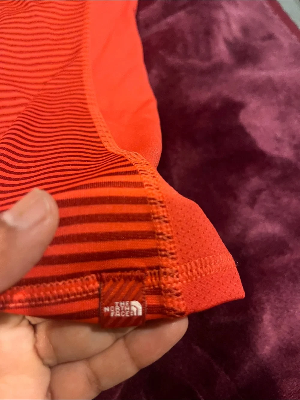 Womens The North Face Shirt  L Orange Stripes Athletic Hiking Outdoor - Picture 2 of 4